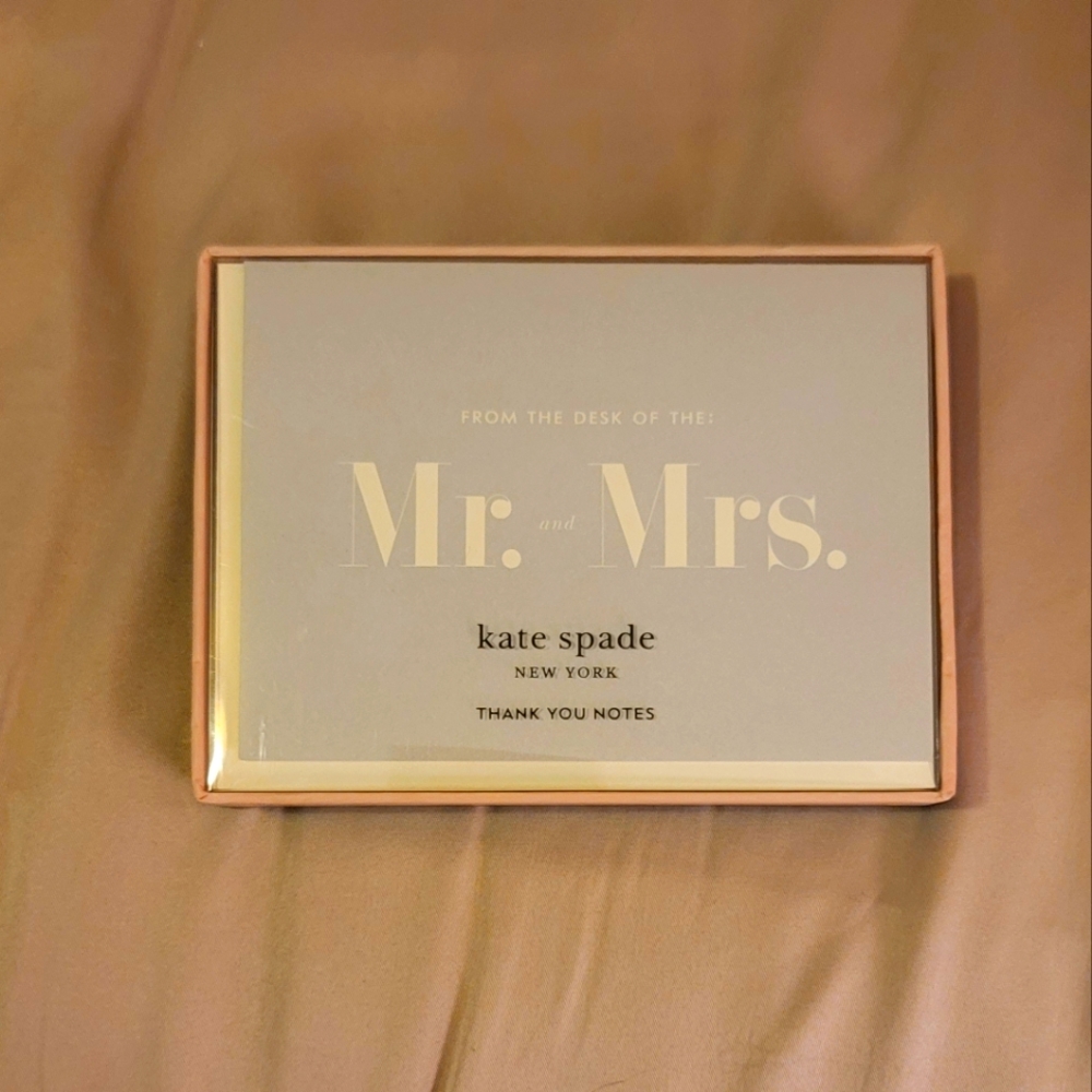 KATE SPADE THANK YOU CARD SET “From The Desk Of MR. and MRS.” 10 Notecards